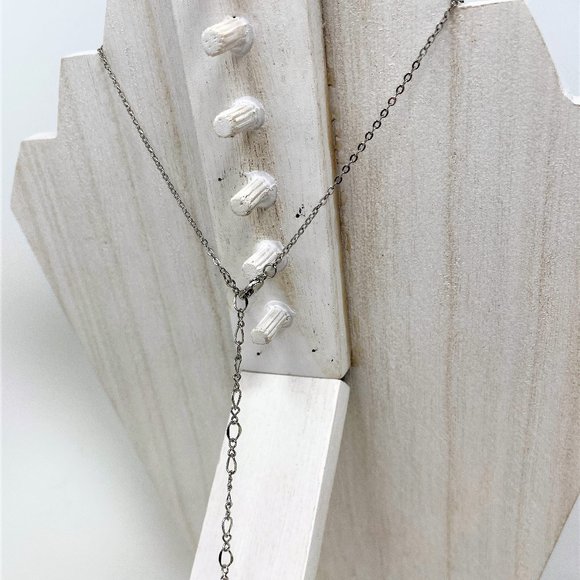 Silver Adjustable 18"-20" Swarovski Crystal Unique Double Paper Clip Necklace - Picture 4 of 5